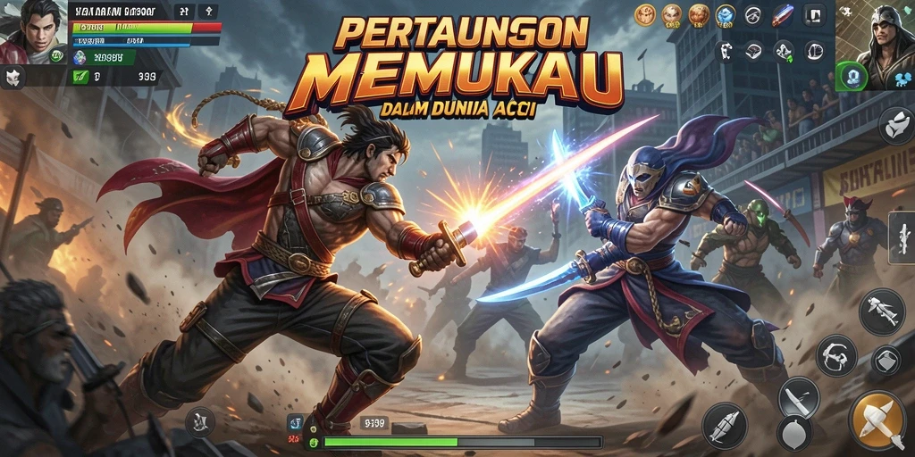 Tampilan gameplay menegangkan dari game Action 9399 dengan efek visual yang kuat.