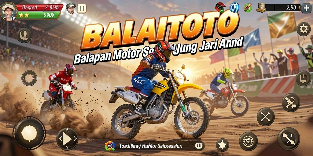 Gameplay mendebarkan BALAITOTO dengan balapan motor yang seru.