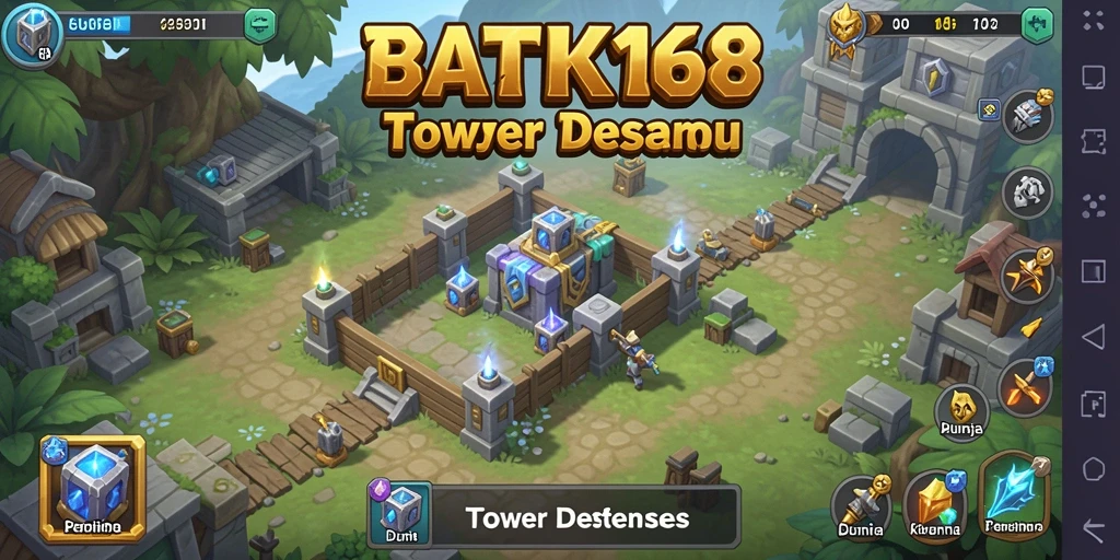 Screenshot gameplay BATIK168 menampilkan aksi seru dalam Tower Defense.