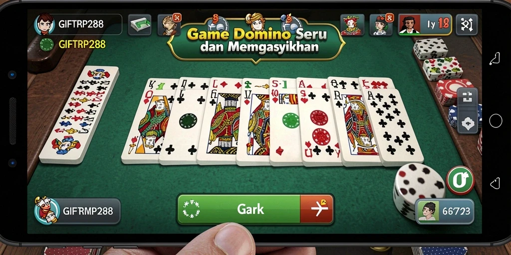 Screenshot gameplay Domino GIFTRP288 yang menarik dan seru.