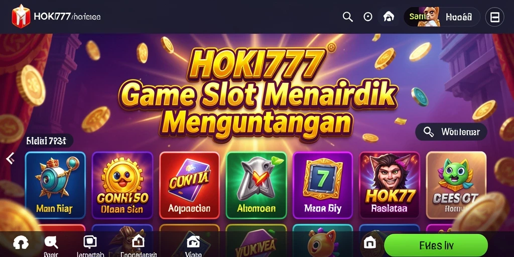 Tampilan gameplay menarik HOKI777 dengan berbagai slot menawan.