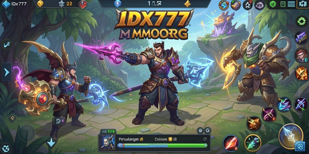 Tampilan gameplay seru IDX777 di dunia MMORPG yang luas.