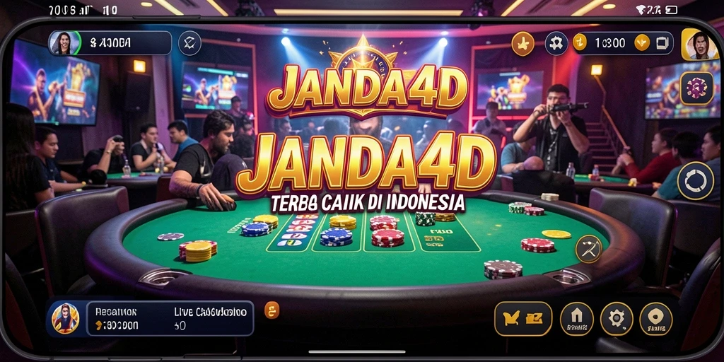 Tampilan gameplay JANDA4D dengan dealer langsung dan permainan kasino.