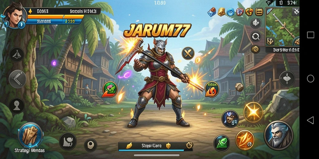 Screenshot menampilkan gameplay yang intens dan strategis di JARUM77.