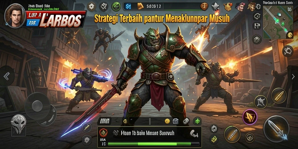 Tangkapan layar LAPARBOS menampilkan pertarungan strategis yang intens.