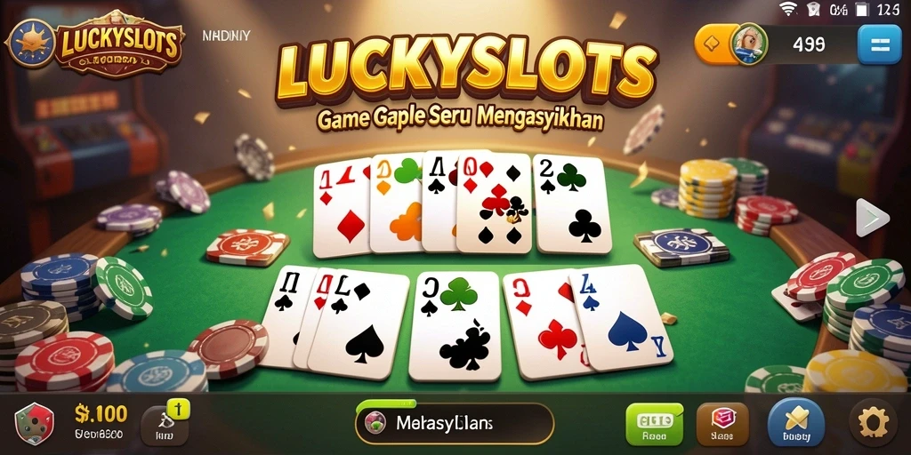Tampilan gameplay LUCKYSLOTS menampilkan serunya permainan Gaple yang kompetitif.