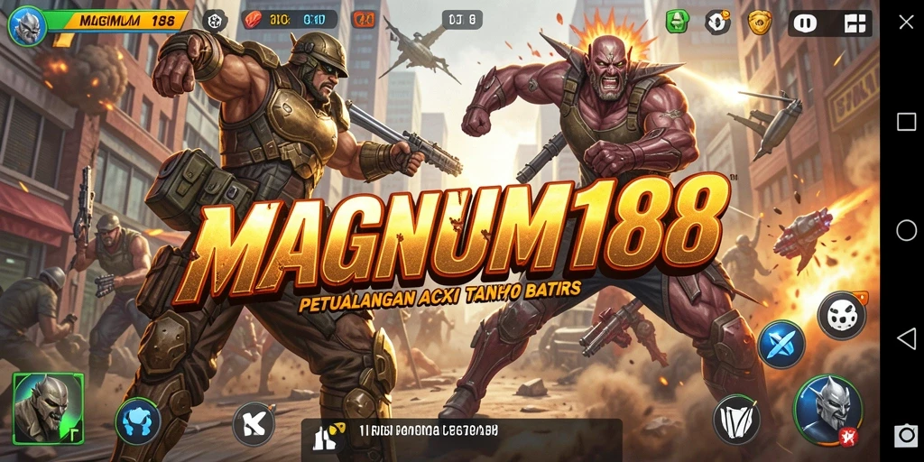 Screenshot utama MAGNUM188 menampilkan pertarungan aksi yang mendebarkan.