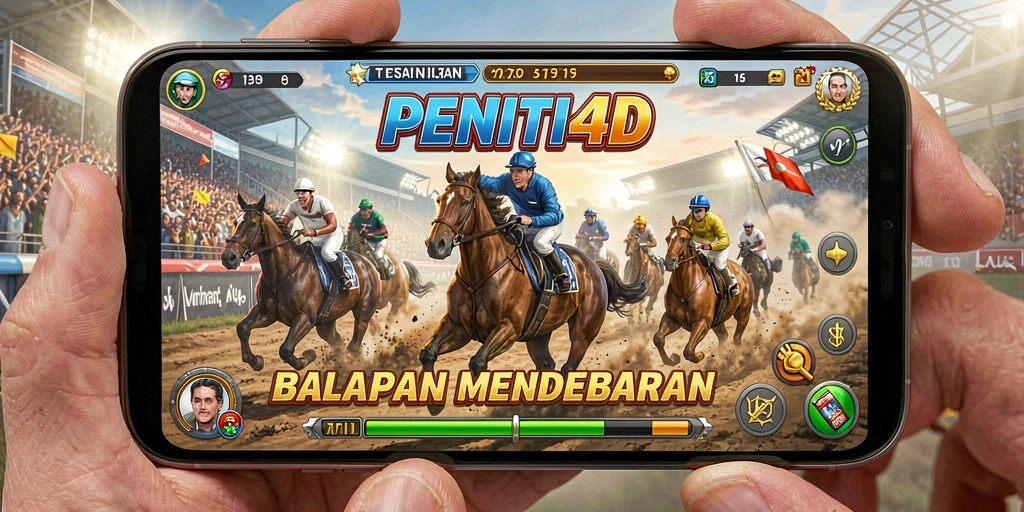 Screenshot gameplay PENITI4D menampilkan mobil yang melaju di trek menantang.