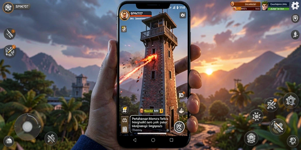 Tampilan gameplay SPIN707 yang mendebarkan dalam pertahanan menara.