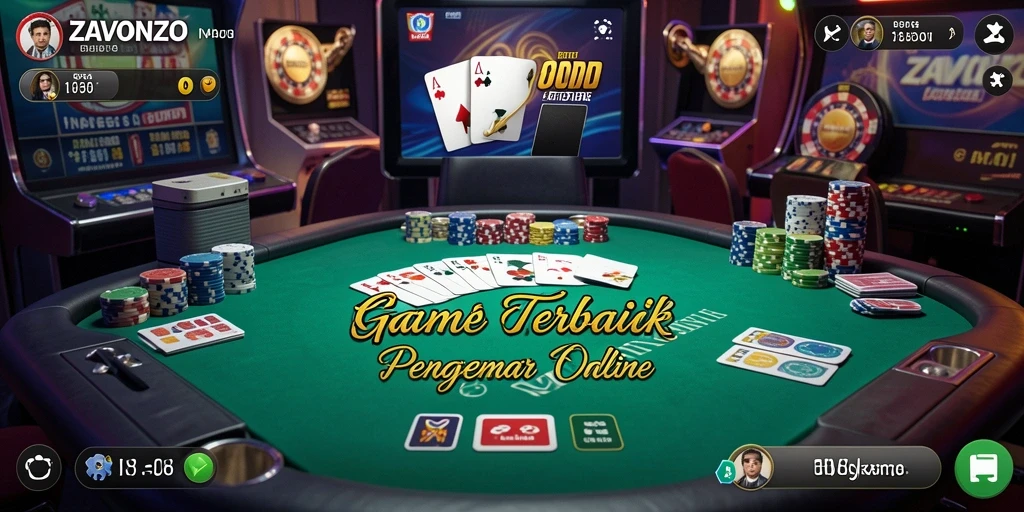 Gameplay seru dalam aplikasi ZAVONZO yang menunjukkan aksi poker.